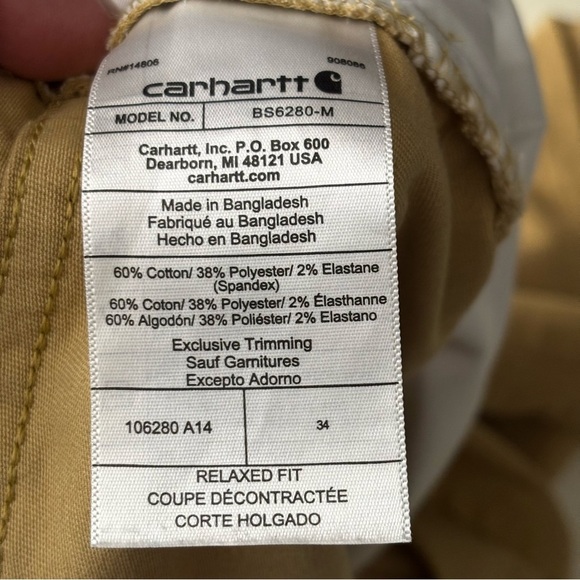 Carhartt Men’s 9” Relaxed Fit Short Khaki Size 34 Stretch - Picture 5 of 8